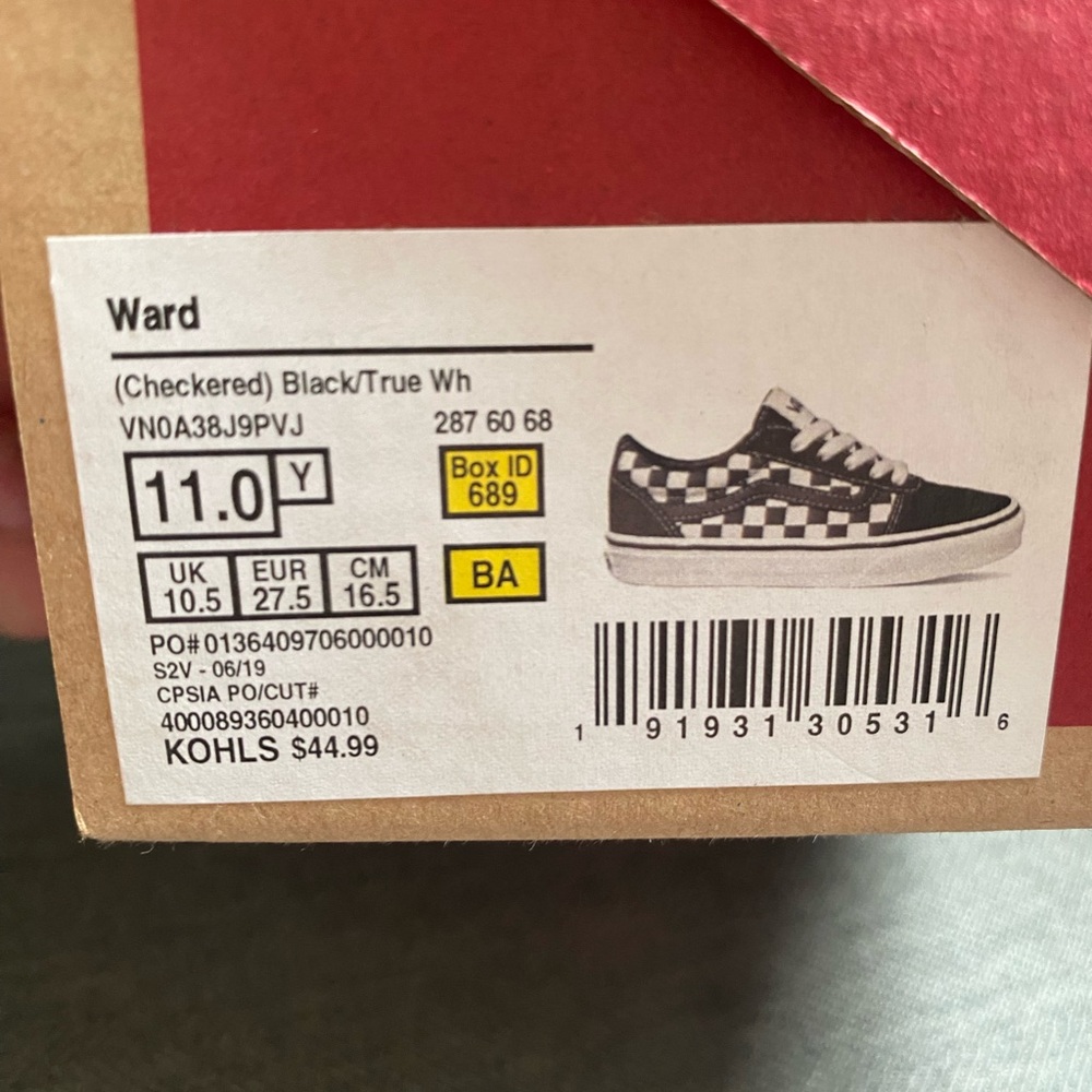 Vans® Ward Low Kids' Shoes- Size 11
11, Checker Black White - Picture 5 of 5